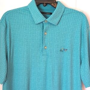 Greg Norman Aqua Blue Short Sleeve Golf Polo Shirt. Size Large
